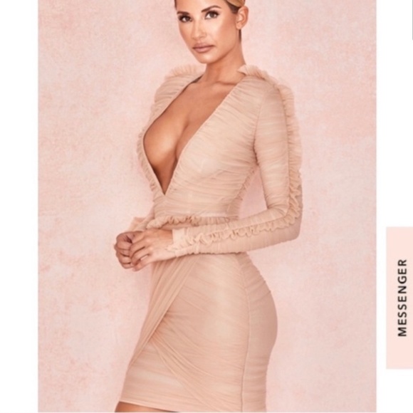 House of CB Dresses & Skirts - House Of CB, 'Fleur' Nude Tulle Dress, Size L